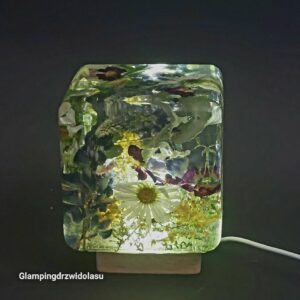 lampka botaniczna z polnymi kwiatami w zywicy ES 10 cm